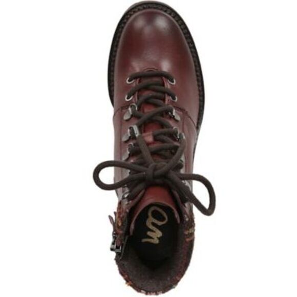 NWT SAM EDELMAN Womens Red 0.5" Platform Sade Block Heel Leather Booties 6 M - Picture 3 of 5